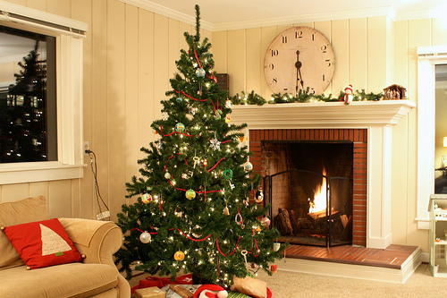 christmas fireplace photo