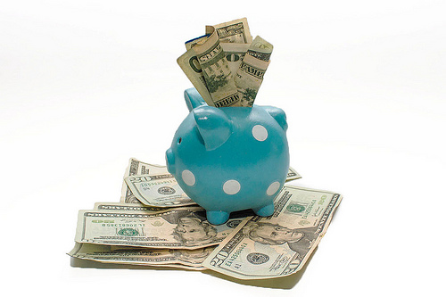 Dollars in a Piggy Bank by ota_photos piggy bank photo